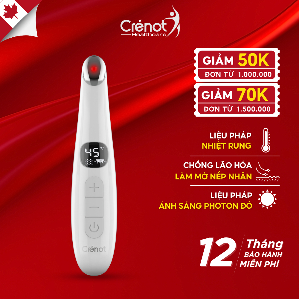 Máy massage mắt cầm tay mini nhiệt rung Crenot Erie V2 mát xa giảm quầng thâm bọng nhức mỏi mờ nếp nhăn chống lão hóa