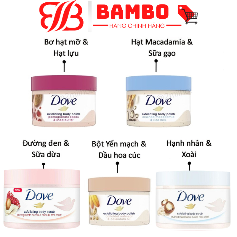Smoothie Tẩy Tế Bào Chết Body Dove Chăm Da Sáng Mịn 298g
