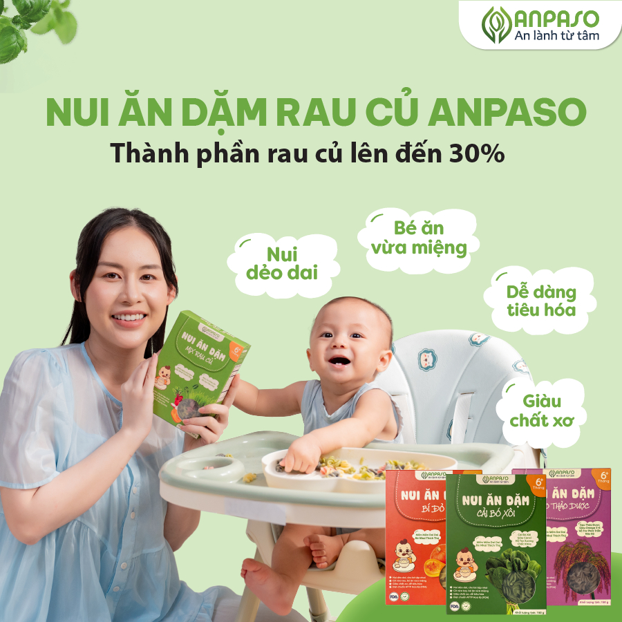 Nui Ăn Dặm Mix Rau Củ Anpaso Cho Bé Hộp 150g, Thực Phẩm Bổ Sung Dinh Dưỡng Chất Xơ, Vitamin K và Canxi Cho Bé