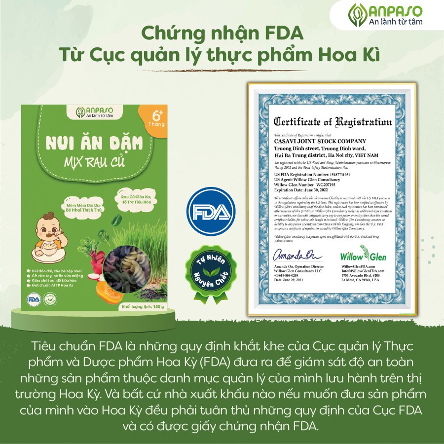 Nui Ăn Dặm Mix Rau Củ Anpaso Cho Bé Hộp 150g, Thực Phẩm Bổ Sung Dinh Dưỡng Chất Xơ, Vitamin K và Canxi Cho Bé