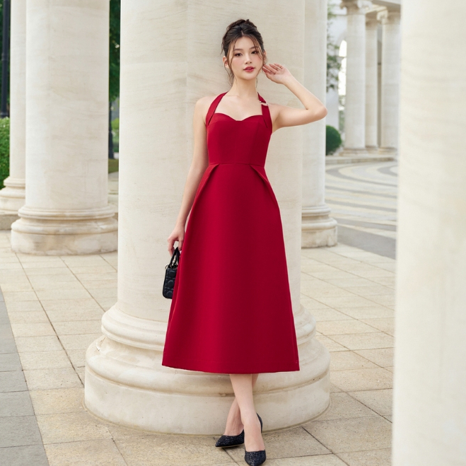 NHẬN NGAY VOUCHER 200K HÔM NAY || JOVEN Đầm Rose Cúp Ngực Sạng Trọng Đi Dự Tiệc