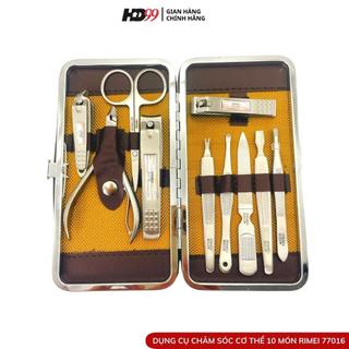 Set 10 Dụng Cụ Chăm sóc Móng Tay RIMEI No 77016, Dụng Cụ Chăm Sóc Cơ Thể Cao Cấp Từ Thép Không Gỉ (Inox)