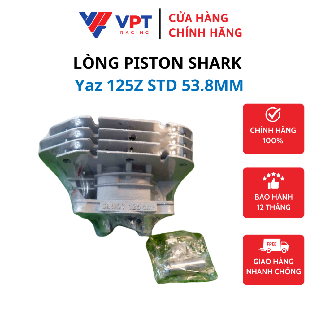 Lòng Piston Shark cho Yamaha Yaz 125Z STD 53.8MM