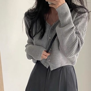 Áo khoác cardigan len croptop
