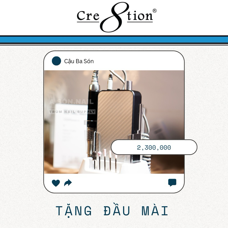 MÁY DŨA NAIL NỘI ĐỊA TRUNG | TÍCH ĐIỆN | TẶNG ĐẦU MÀI CRE8TION | BẢO HÀNH 1 THÁNG