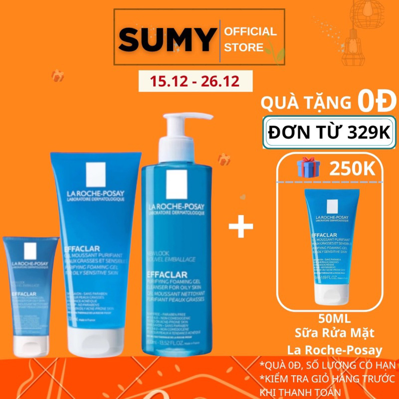 Sữa Rửa Mặt La Roche Posay Dạng Gel Tạo Bọt Giảm Mụn, Kiềm Dầu Effaclar Foaming Gel 50ml - 200ml - 400ml - SUMY