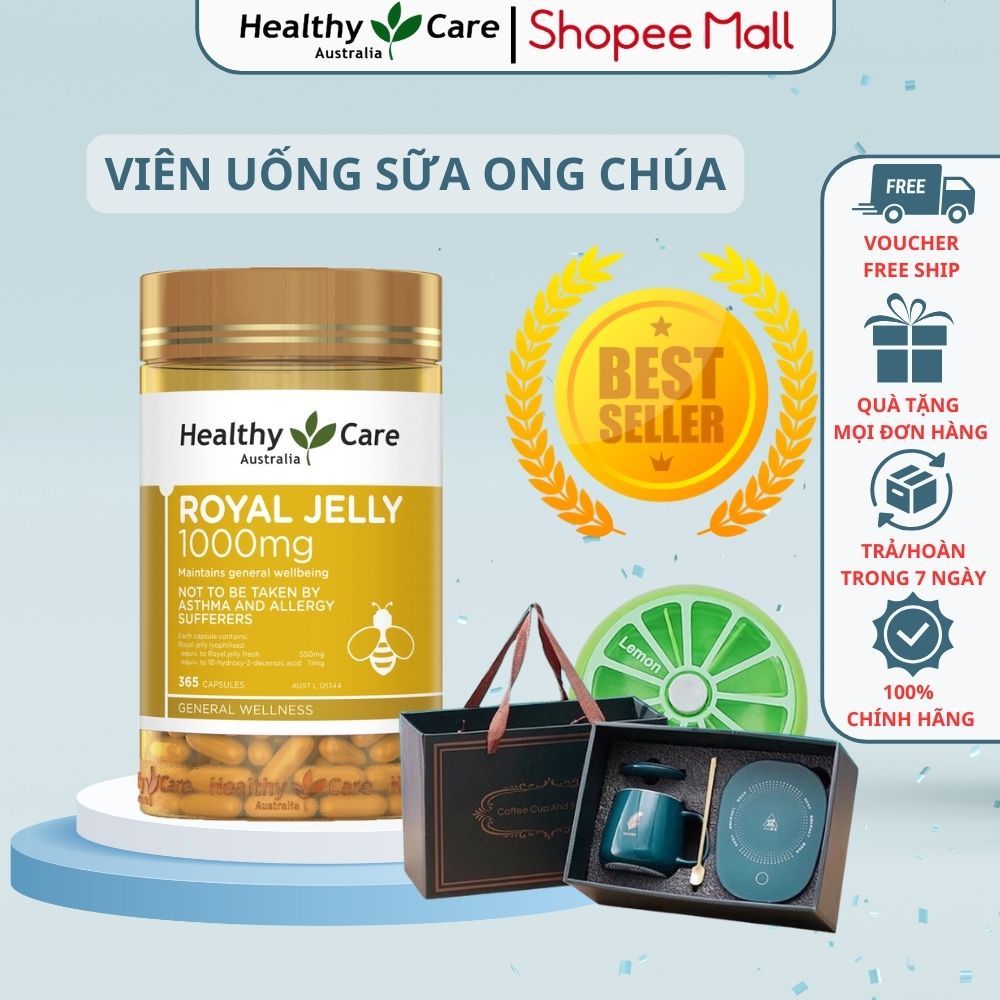 Viên uống sữa ong chúa đẹp da làm chậm lão hóa Healthy Care Royal Jelly 365 viên