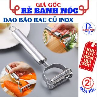 Nạo sợi , bào rau củ inox 2 trong 1 - dụng cụ nạo bào, thái, cắt củ quả đa năng sắc bén 2in1 bằng inox