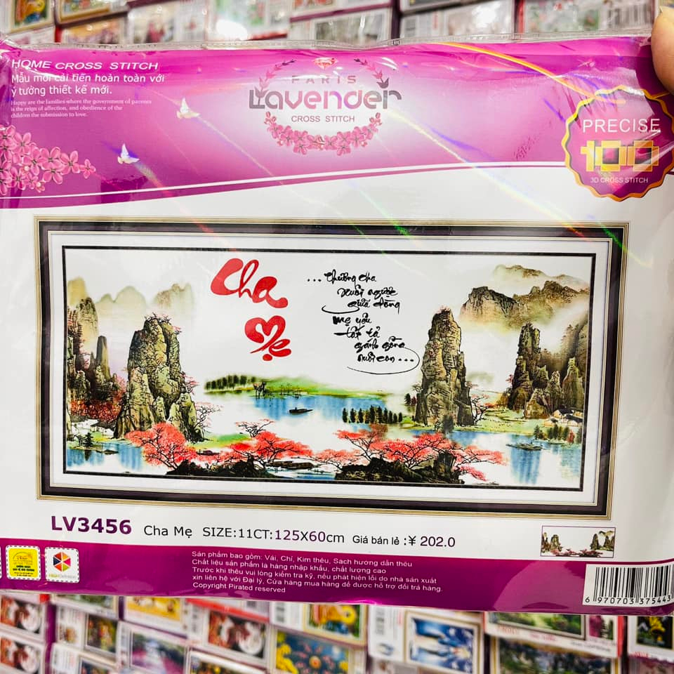 Tranh thêu chữ thập Cha Mẹ, tranh chưa thêu