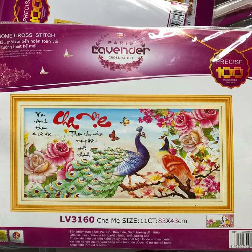 Tranh thêu chữ thập Cha Mẹ, tranh chưa thêu