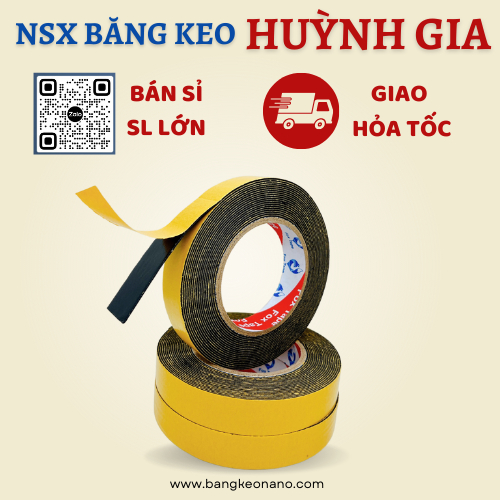 Băng keo 2 mặt xốp đen 7 mét dán nẹp điện