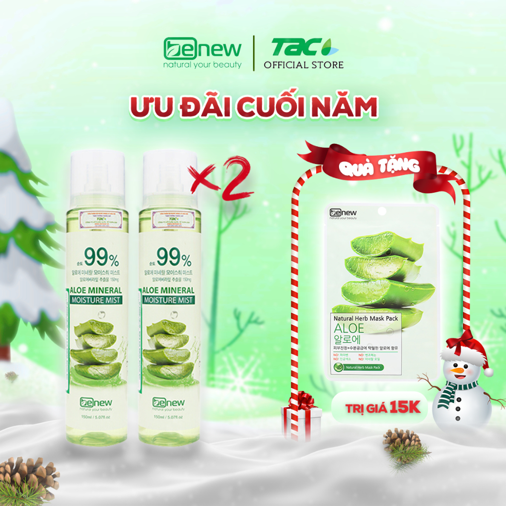Xịt khoáng dưỡng ẩm Lô Hội BENEW Aloe Mineral Moisture Mist 150ml