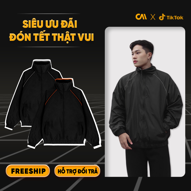 Áo khoác Dù phom rộng unisex 1 CAPMAN phối sọc dành cho nam nữ