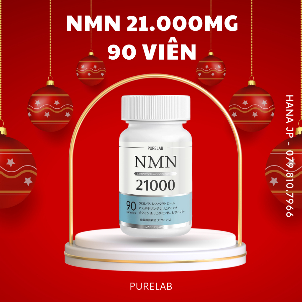 Viên uống NMN chống lão hóa 21000mg & 7 Thành phần hỗ trợ sức khỏe & làm đẹp PURELAB 90 viên
