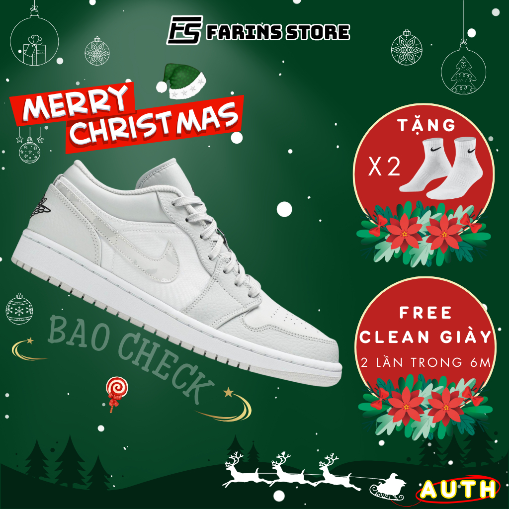 Giày Air Jordan 1 Low White Camo DC9036-100 Auth Cho Nam Nữ, Jordan 1 Low Real Fullbox Farins Store