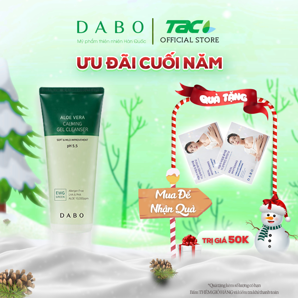 Sữa Rửa Mặt Dạng Gel DABO Lô Hội pH Thấp 5.5 150ml DABO Aloe Vera Calming Gel Cleanser