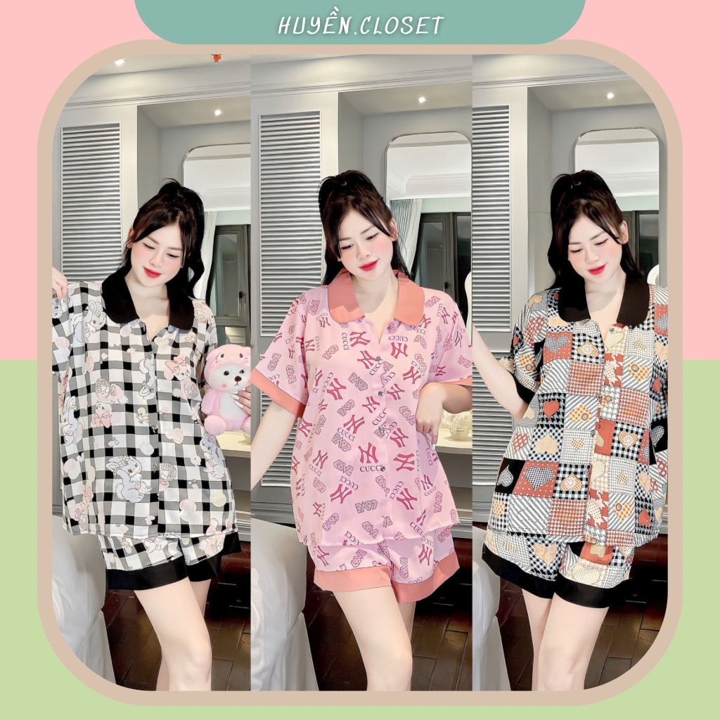 Đồ bộ pijama nữ, bộ pijama big size mặc nhà áo cộc quần đùi dành cho nữ, chất liệu lụa mango size 45