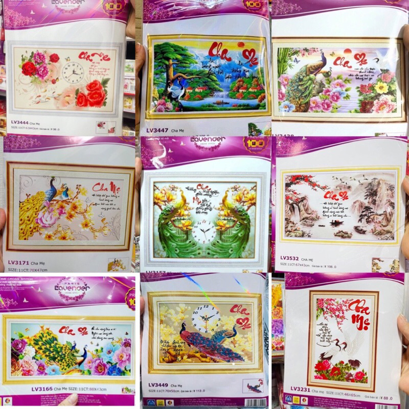 Tranh thêu chữ thập Cha Mẹ, tranh chưa thêu