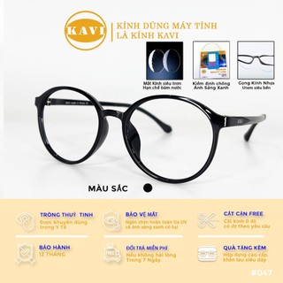 Kính Không Độ Chống Ánh Sáng Xanh Hàn Quốc Trẻ Em Từ 6-15 tuổi Kavi KV047, Dáng Kính Tròn Dễ Đeo