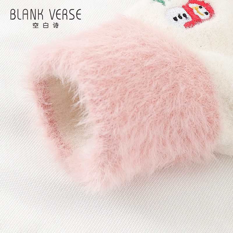 Găng Tay Len mix  lông Cashmere Dày Dặn Giữ Ấm Mùa Đông Có Thể Chạm Màn Hình Cảm Ứng Dành Cho Nữ