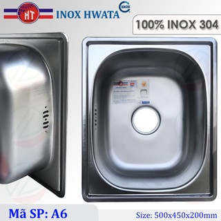 Chậu rửa chén bát hwata inox sus304 - loại 1 hộc kèm xi phông