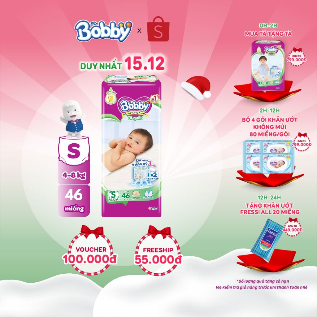 Tã quần Bobby Lõi nén thần kỳ 3mm S46/M42/L36/XL32/XXL28/XXXL22 - Tinh chất gạo non (Tặng thêm miếng ngẫu nhiên)