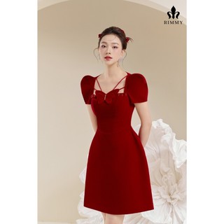 Váy đầm đỏ thiết kế đi tiệc chất nhung kiêu sa lộng lẫy đính kết thủ công Design by RIMMY Mia Dress