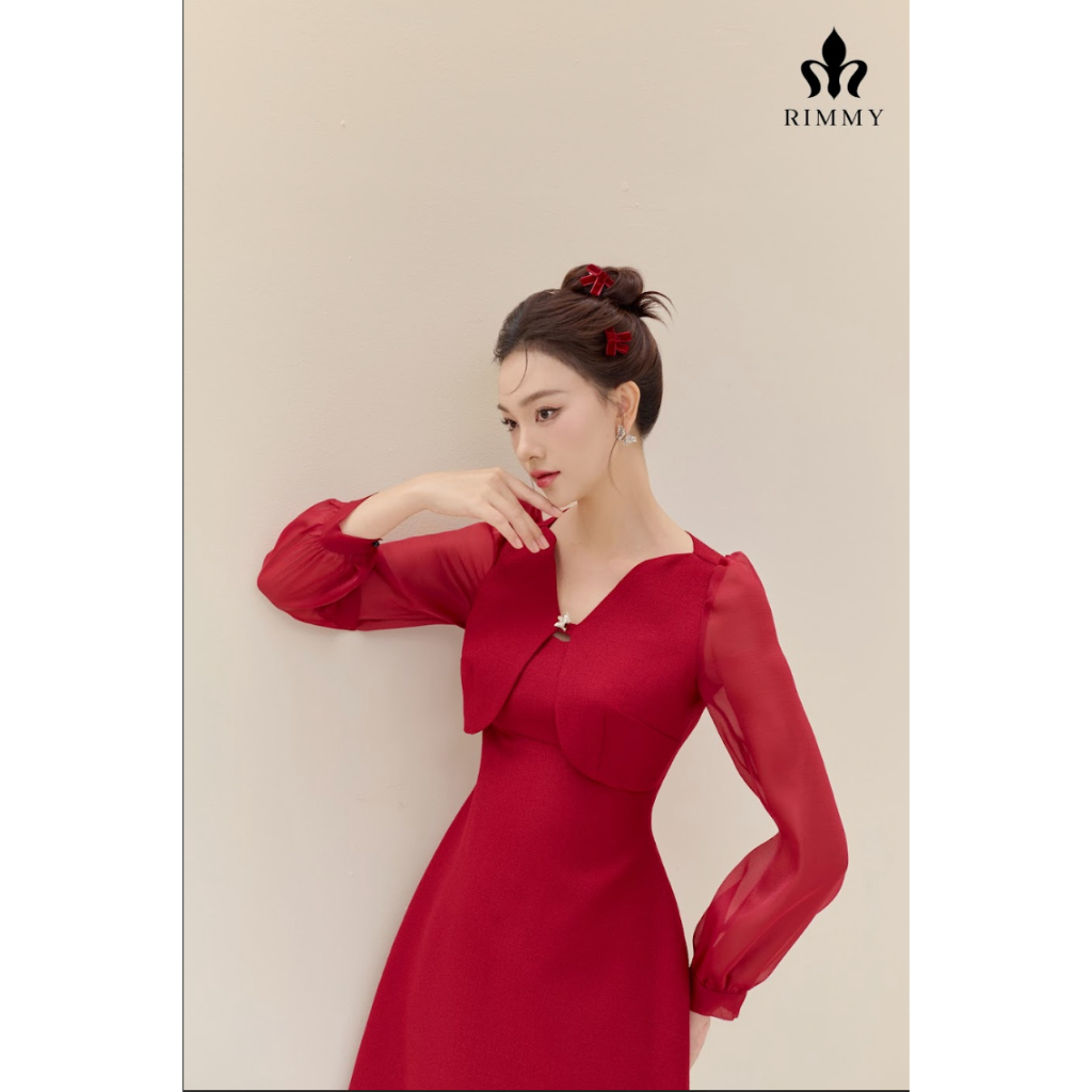 Đầm thiết kế tối giản đỏ đô tôn da phù hợp đi tiệc đi chơi dạo phố Elena Dress by RIMMY