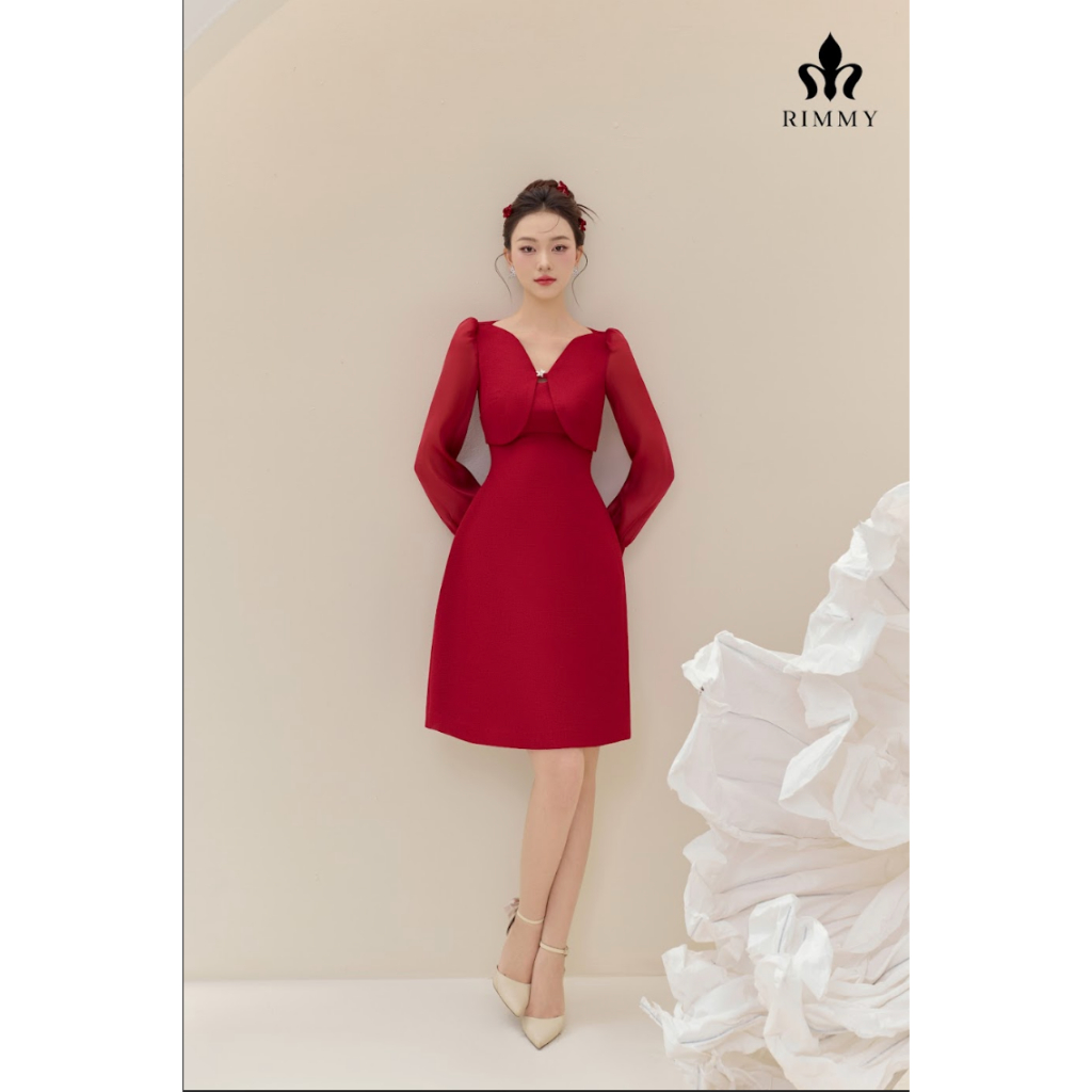 Đầm thiết kế tối giản đỏ đô tôn da phù hợp đi tiệc đi chơi dạo phố Elena Dress by RIMMY