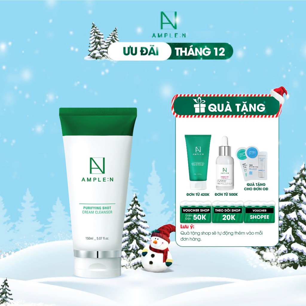 Sữa Rửa Mặt Dịu Nhẹ AMPLE:N Purifying Shot Cream 150ml