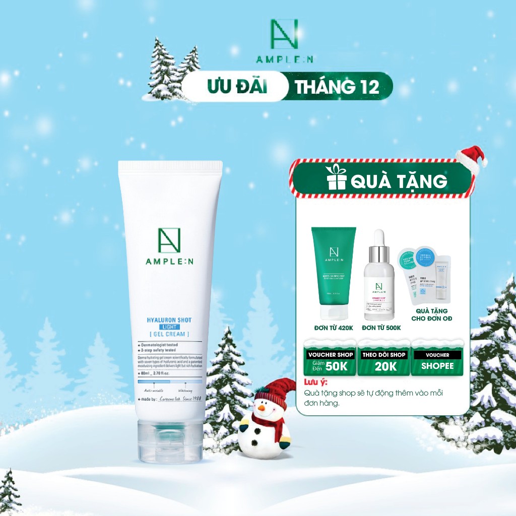Gel Dưỡng Ẩm Làm Sáng Da AMPLE:N Hyaluron Shot Light Gel Cream 80ml