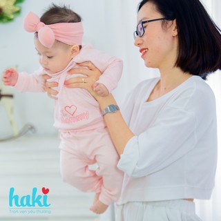 Bộ dài tay cho bé tay raglan cài chéo cao cấp siêu mềm mịn Haki - Melange Cotton BC005