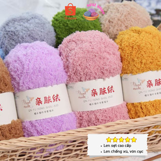  Len Bông Xù Lông Cừu sợi 5.0mm cuộn 50g Full 45 màu chuyên dùng đan móc khăn găng tay áo len túi xách... 