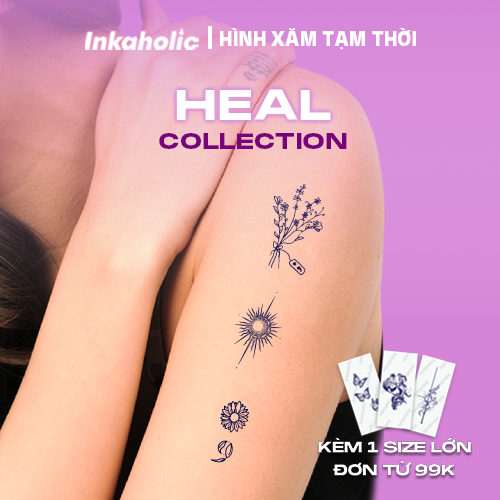 [ Heal COLLECTION ] Hình xăm dán tạm thời Inkaholic 15 ngày, xăm trong 1 phút, chống nước 100%