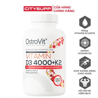 OstroVit Vitamin D3 4000 + K2 (110 viên) Hỗ Trợ Hệ Miễn Dịch, Giúp Xương Răng Chắc Khỏe | Nhập Khẩu Ba Lan