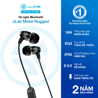Tai nghe Bluetooth thể thao Jlab Metal Rugged thời gian nghe 10H tích hợp Mic giảm tiếng ổn kháng bụi kháng nước IP55