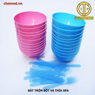 Bộ bát thìa trộn mặt nạ bột dẻo, bộ chén và que trộn dụng cụ làm mặt dùng trong spa