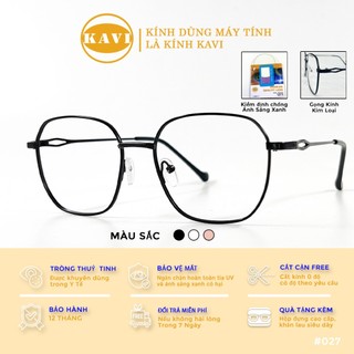 Kính Giảm Nhức Mỏi Mắt Khi Làm Việc Với Máy Tính Kavi KV015 - Gọng Kim Loại, Mắt Kính Chống Ánh Sáng Xanh Hàn Quốc