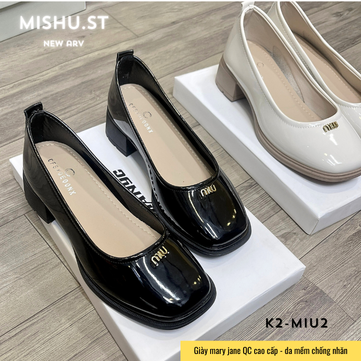 Giày mary jane nữ bản QC cao cấp K2-Miu2 da mềm chống nhăn - Giày búp bê nữ sang xịn thoải mái