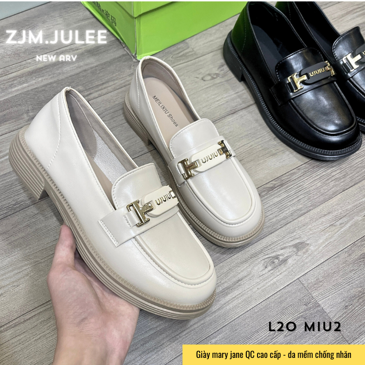 Giày moca nữ da mềm L/20 Miu2 bản hộp QC cao cấp - Giày lười nữ sang xịn