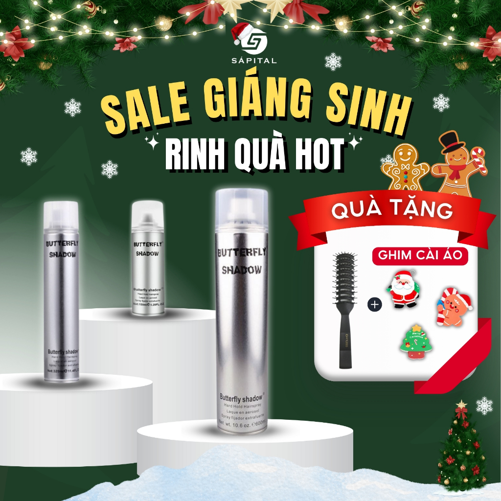 Gôm xịt tóc Butterfly Shadow Chính hãng 150ml/ 600ml giữ nếp 24h - Gôm bạc tạo kiểu giữ nếp