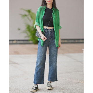 Quần jean ống suông RUCHAN form vừa siêu xinh