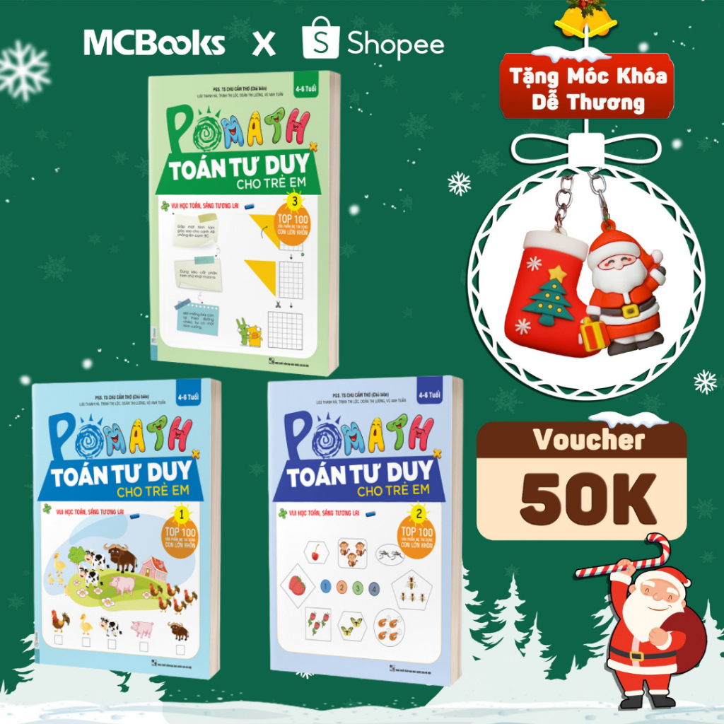 Sách - Combo 3 Cuốn Pomath Toán Tư Duy Cho Trẻ Em Từ 4 - 6 Tuổi (Tập 1,2,3) Mcbooks