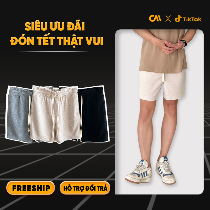 Quần short đùi nam vải thun tổ ong CAPMAN lưng thun co giãn thoải mái