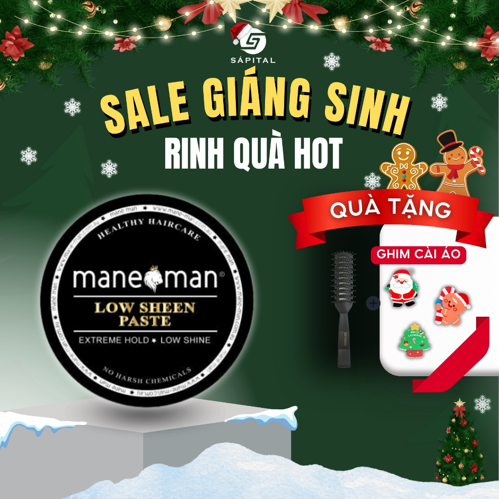 Sáp vuốt tóc Mane Man Low Sheen Paste 100g - Tặng lược Chaoba - Extreme Hold, Low Shine