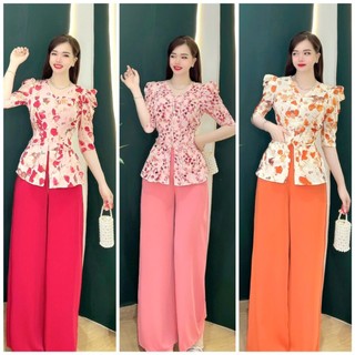 BỘ BÀ BA LỤA HOA 3D TAY PHỒNG