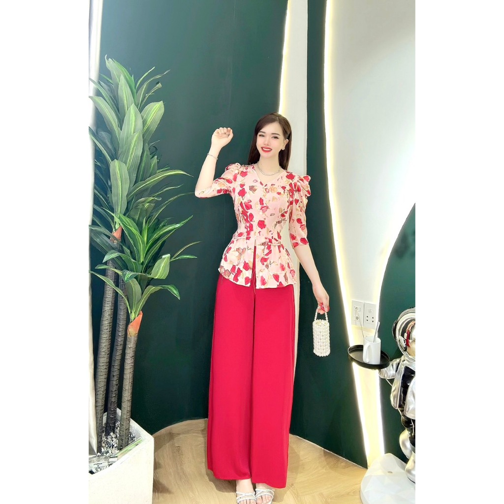 BỘ BÀ BA LỤA HOA 3D TAY PHỒNG