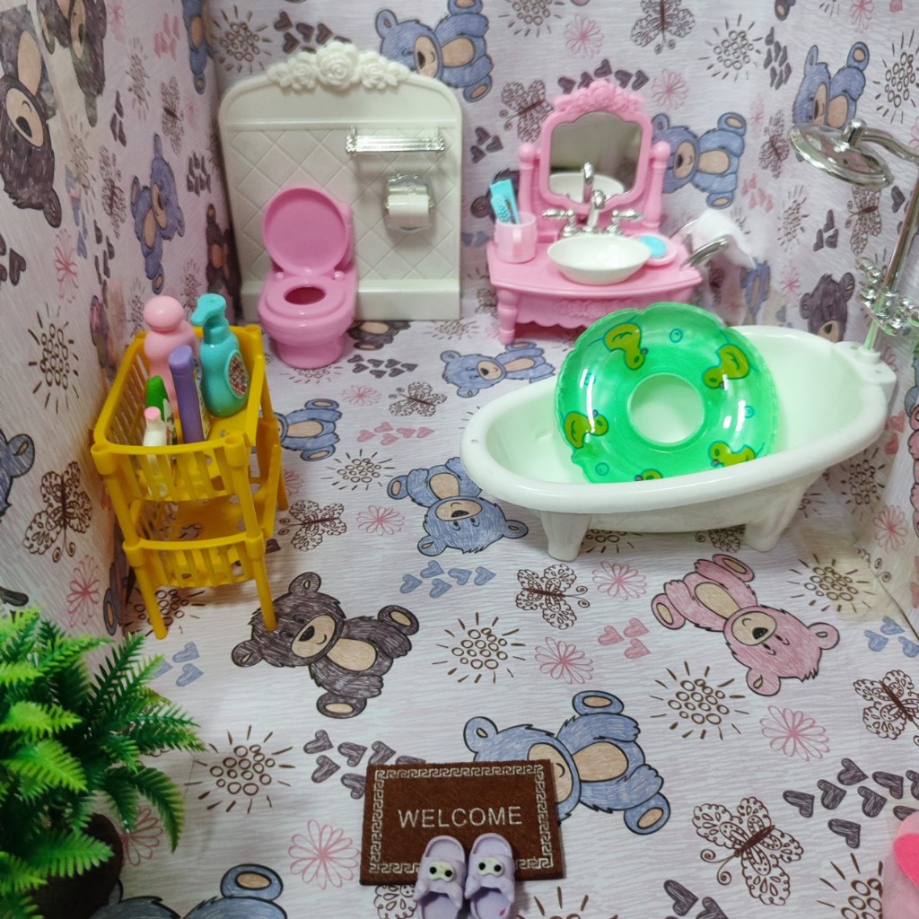 Thiết Bị Vệ Sinh Cao Cấp sang trọng gồm 3 món Đồ Chơi Nội Thất Nhà búp bê 1/8,dollhouse 1/12