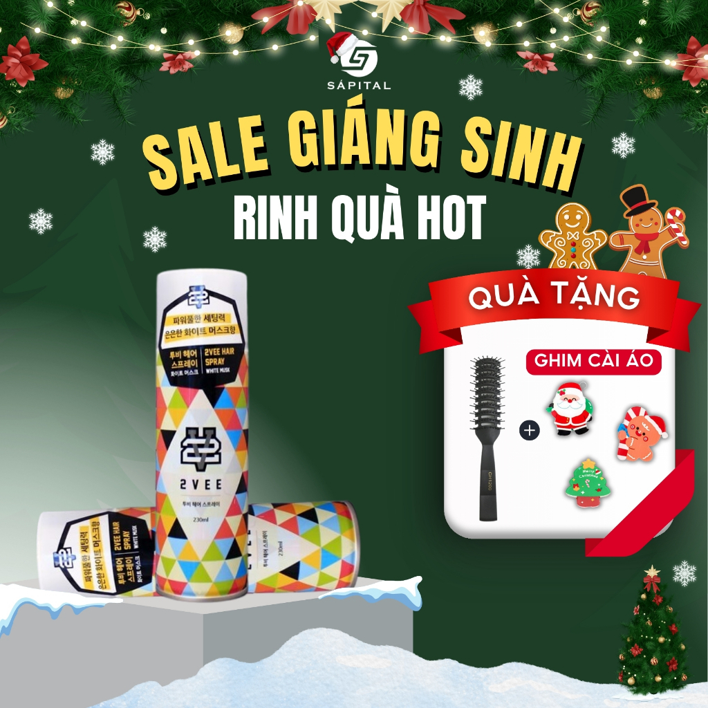 Gôm Xịt Tóc 2Vee Hair Spay Hàn Quốc Chính Hãng 230ml giữ nếp 24h - Gôm Tạo Kiểu Giữ Nếp