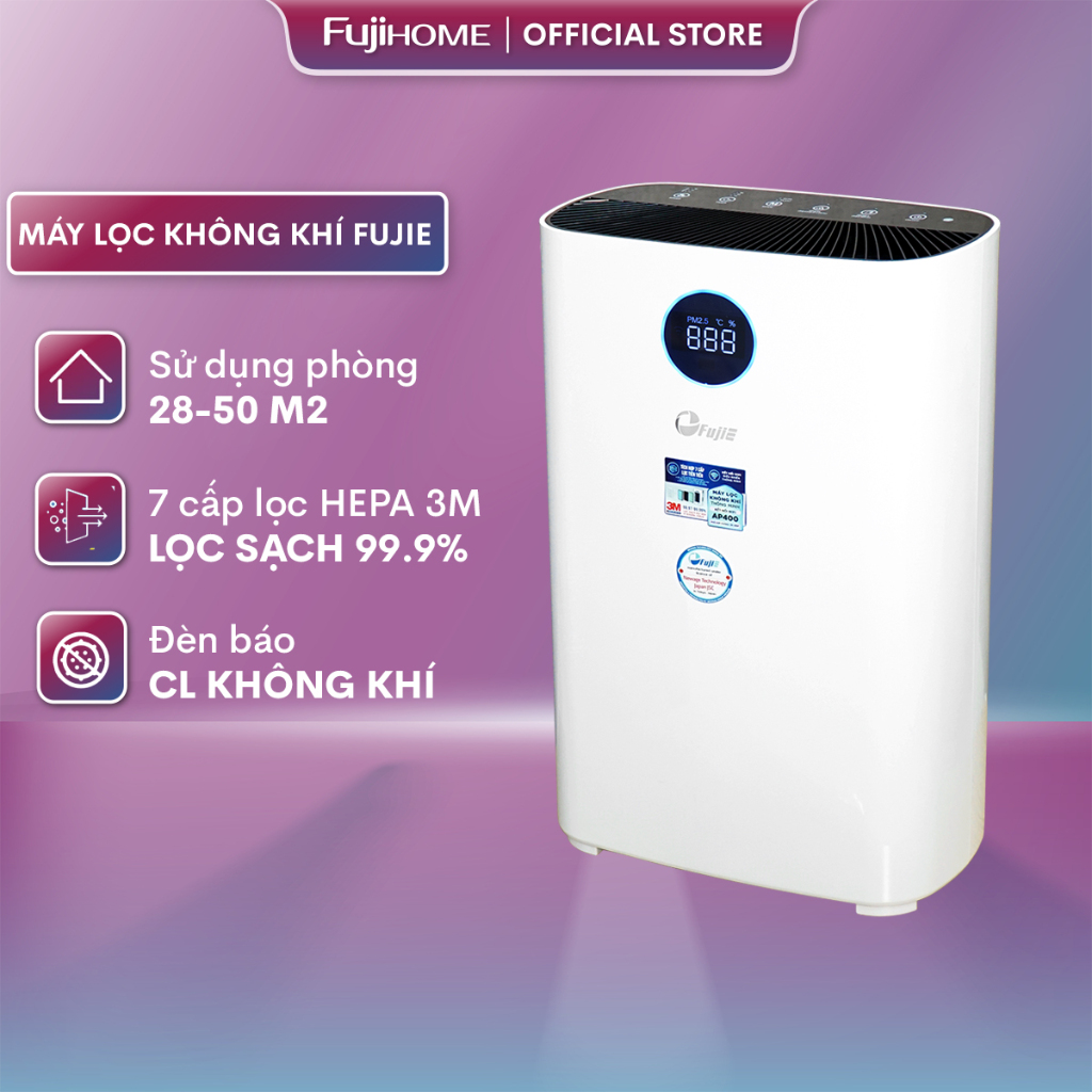 Máy lọc không khí 50M2 FujiE nhập khẩu 7 cấp lọc màng Hepa 3M lọc bụi PM2.5-0.1 µm UV diệt vi khuẩn,khử mùi kết nối wifi